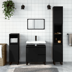 vidaXL Set Mobili da Bagno 3 pz Nero in Legno ingegnerizzato