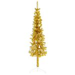 vidaXL Albero Natale Artificiale Sottile a Metà con Supporto Oro 150cm