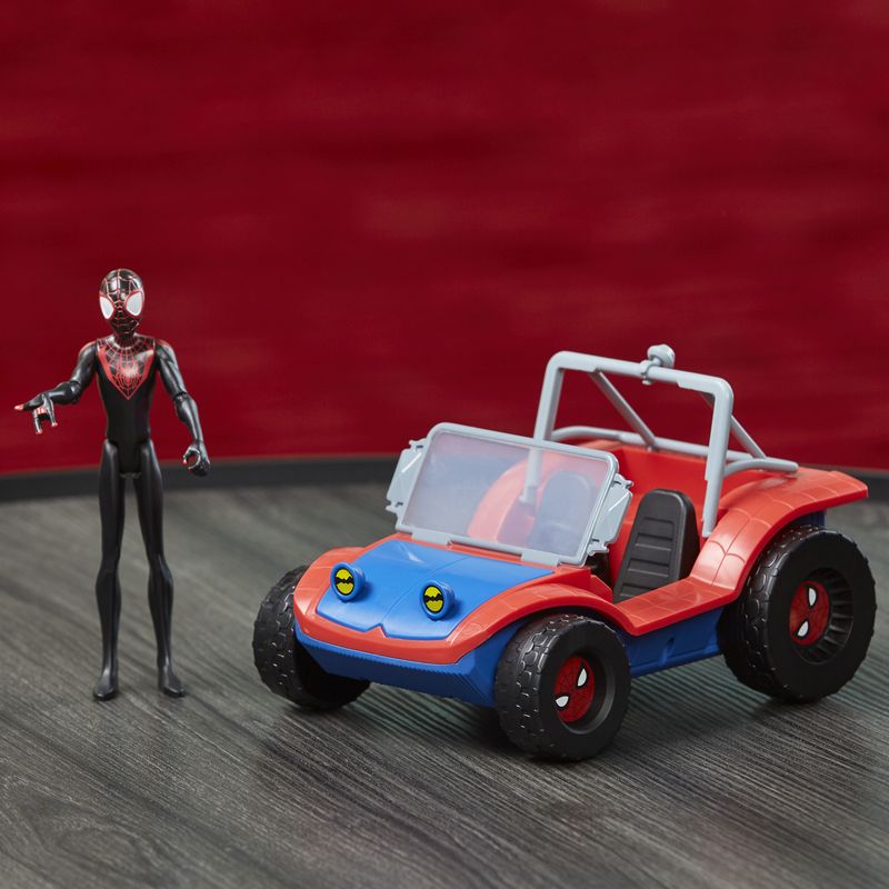 Marvel-Spider-Man---La-macchina-di-Miles-Morales-e-Spider-Ham-veicolo-da-15-cm-con-action-figure-per-bambini-dai-4-anni-in-su