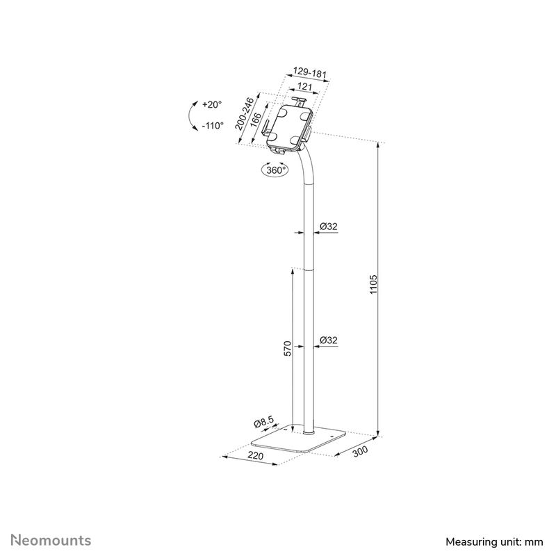 Neomounts-supporto-da-pavimento-per-tablet--Fl15-625Wh1-Tilt--And---Rotatable-Tablet-Floor-Stand---For-79-11-Tablets---