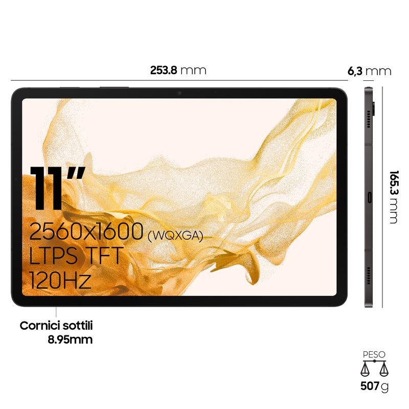 Samsung-Galaxy-Tab-S8-Tablet-Android-11-Pollici-5G-RAM-8-GB-256-GB-Tablet-Android-12-Graphite--Versione-italiana--2022