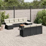 vidaXL Set Divani da Giardino 11 pz con Cuscini in Polyrattan Nero