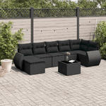 vidaXL Set Divani da Giardino con Cuscini 8 pz Nero in Polyrattan