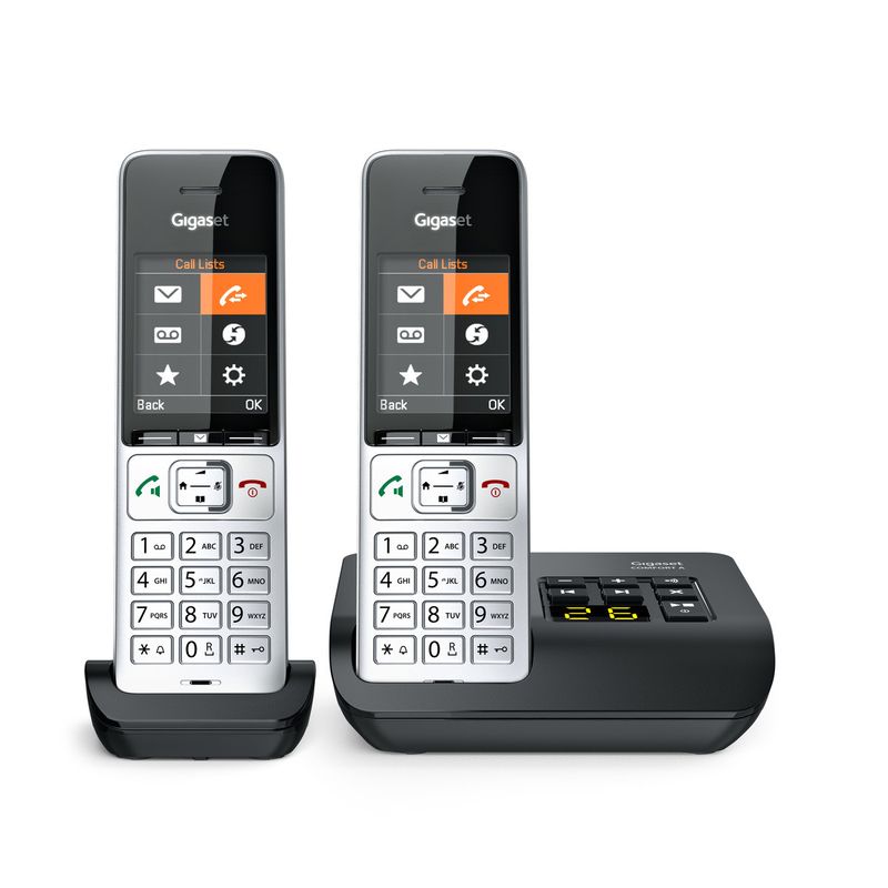Gigaset-COMFORT-500A-duo-Telefono-analogico-DECT-Identificatore-di-chiamata-Nero-Argento