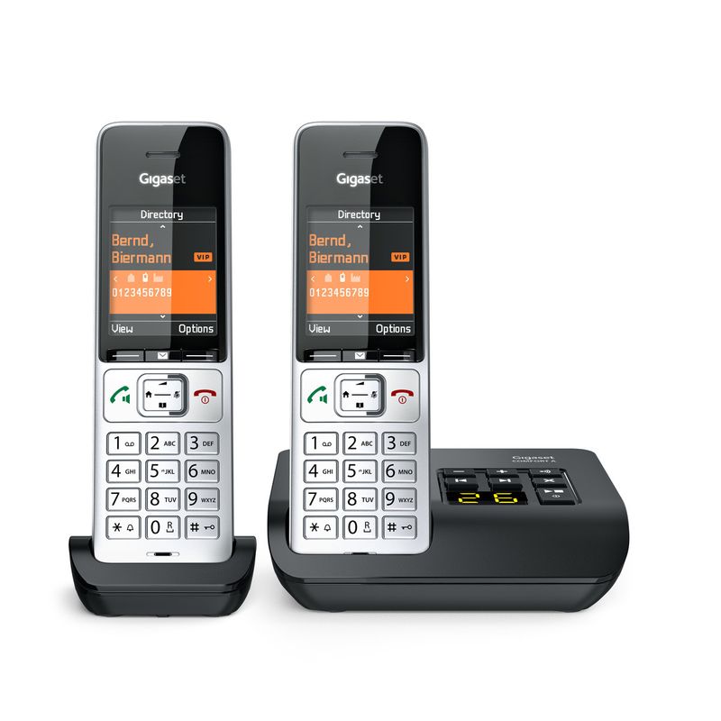 Gigaset-COMFORT-500A-duo-Telefono-analogico-DECT-Identificatore-di-chiamata-Nero-Argento