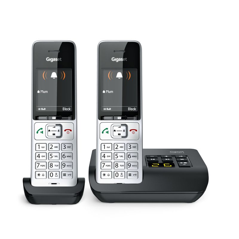 Gigaset-COMFORT-500A-duo-Telefono-analogico-DECT-Identificatore-di-chiamata-Nero-Argento