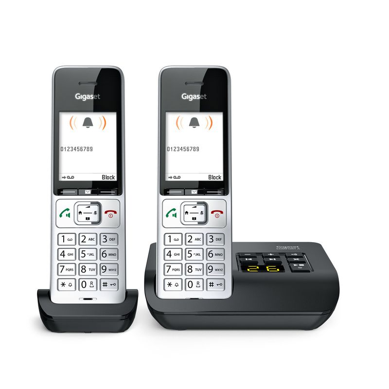 Gigaset-COMFORT-500A-duo-Telefono-analogico-DECT-Identificatore-di-chiamata-Nero-Argento