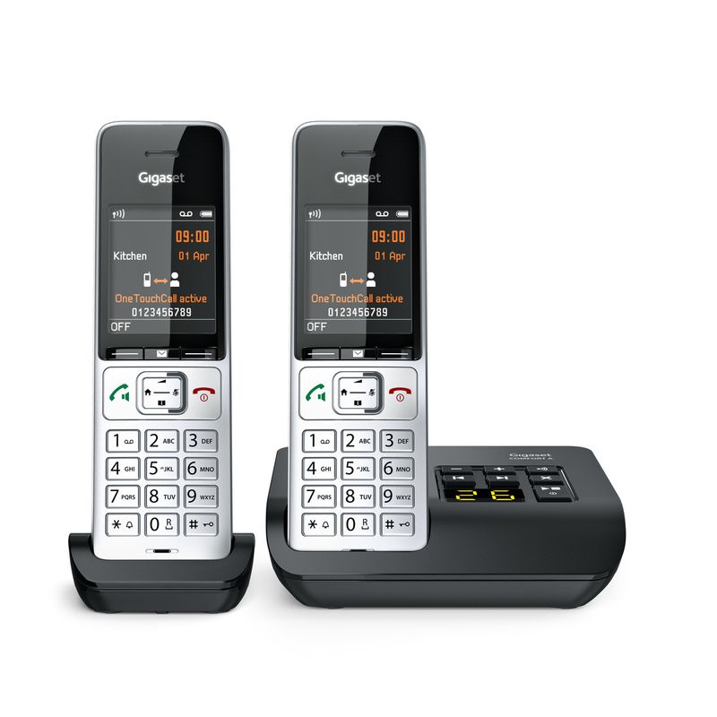 Gigaset-COMFORT-500A-duo-Telefono-analogico-DECT-Identificatore-di-chiamata-Nero-Argento