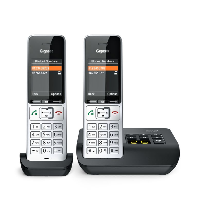 Gigaset-COMFORT-500A-duo-Telefono-analogico-DECT-Identificatore-di-chiamata-Nero-Argento