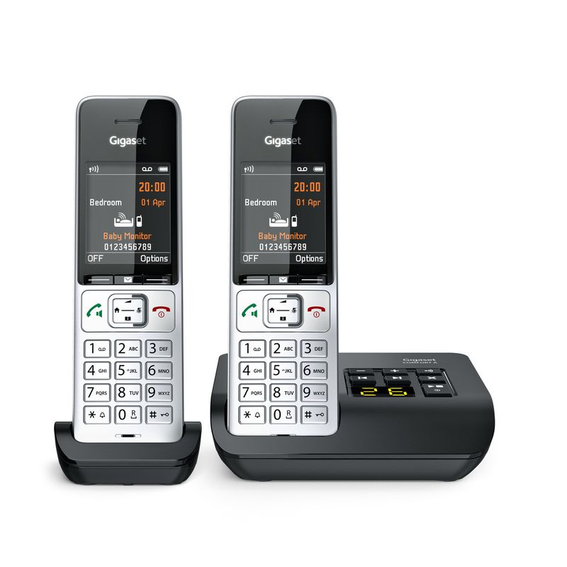 Gigaset-COMFORT-500A-duo-Telefono-analogico-DECT-Identificatore-di-chiamata-Nero-Argento