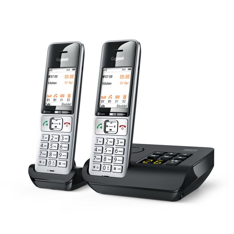 Gigaset-COMFORT-500A-duo-Telefono-analogico-DECT-Identificatore-di-chiamata-Nero-Argento