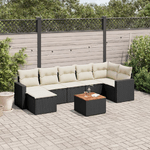 vidaXL Set Divani da Giardino con Cuscini 8 pz Nero in Polyrattan