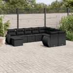 vidaXL Set Divani da Giardino 10pz con Cuscini in Polyrattan Nero