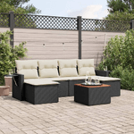 vidaXL Set Divani da Giardino con Cuscini 7pz Nero Polyrattan