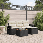 vidaXL Set Divani da Giardino 5 pz con Cuscini in Polyrattan Nero