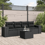 vidaXL Set Divani da Giardino 5 pz con Cuscini in Polyrattan Nero