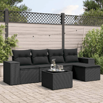 vidaXL Set Divano da Giardino 6 pz con Cuscini Nero in Polyrattan