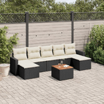 vidaXL Set Divani da Giardino con Cuscini 8 pz Nero in Polyrattan