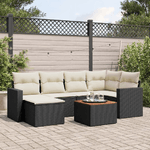 vidaXL Set Divani da Giardino con Cuscini 7pz Nero Polyrattan