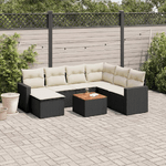 vidaXL Set Divani da Giardino con Cuscini 8 pz Nero in Polyrattan