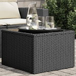 vidaXL Tavolo da Giardino Piano in Vetro Nero 55x55x37 cm Polyrattan