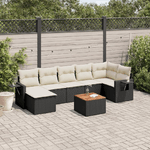 vidaXL Set Divani da Giardino con Cuscini 8 pz Nero in Polyrattan