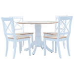 vidaXL Set da Pranzo 5 pz in Legno Massello di Hevea Bianco e Marrone