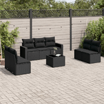 vidaXL Set Divani da Giardino con Cuscini 8 pz Nero in Polyrattan