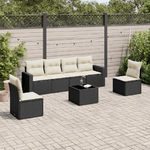 vidaXL Set Divani da Giardino con Cuscini 7pz Nero Polyrattan