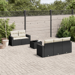 vidaXL Set Divano da Giardino 6 pz con Cuscini Nero in Polyrattan