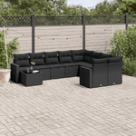 vidaXL Set Divani da Giardino 10pz con Cuscini in Polyrattan Nero