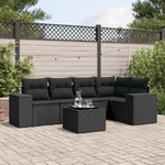 vidaXL Set Divano da Giardino 6 pz con Cuscini Nero in Polyrattan