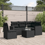 vidaXL Set Divano da Giardino 6 pz con Cuscini Nero in Polyrattan