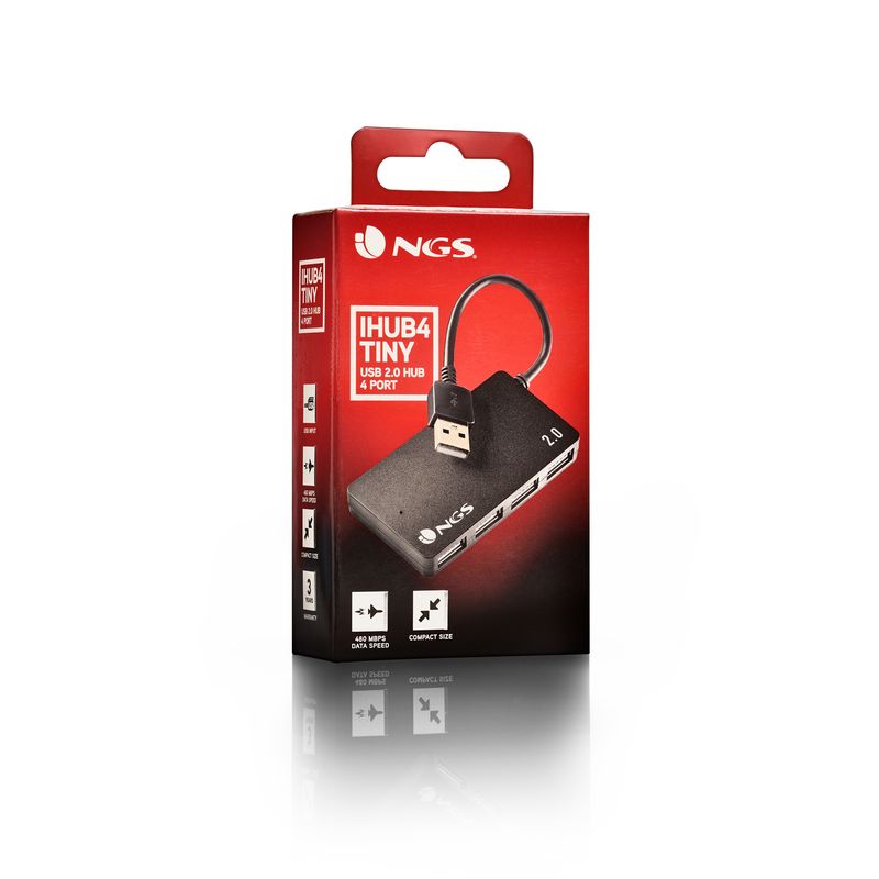 NGS-IHUB4-TINY-USB-2.0-480-Mbit-s-Nero