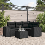 vidaXL Set Divani da Giardino 5 pz con Cuscini in Polyrattan Nero