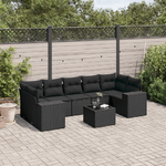 vidaXL Set Divani da Giardino con Cuscini 8 pz Nero in Polyrattan