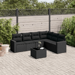 vidaXL Set Divani da Giardino con Cuscini 7pz Nero Polyrattan