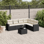 vidaXL Set Divani da Giardino con Cuscini 7pz Nero Polyrattan