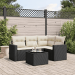 vidaXL Set Divani da Giardino 5 pz con Cuscini in Polyrattan Nero