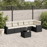 vidaXL Set Divani da Giardino con Cuscini 7pz Nero Polyrattan