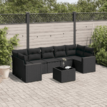 vidaXL Set Divani da Giardino con Cuscini 8 pz Nero in Polyrattan