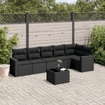 vidaXL Set Divani da Giardino con Cuscini 7pz Nero Polyrattan