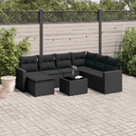 vidaXL Set Divani da Giardino con Cuscini 8 pz Nero in Polyrattan