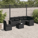 vidaXL Set Divani da Giardino con Cuscini 7pz Nero Polyrattan