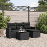 vidaXL Set Divani da Giardino 5 pz con Cuscini in Polyrattan Nero