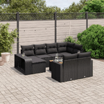 vidaXL Set Divani da Giardino 11 pz con Cuscini in Polyrattan Nero