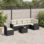 vidaXL Set Divani da Giardino con Cuscini 7pz Nero Polyrattan