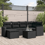 vidaXL Set Divani da Giardino con Cuscini 7pz Nero Polyrattan