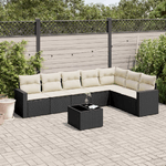 vidaXL Set Divani da Giardino con Cuscini 8 pz Nero in Polyrattan