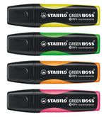 STABILO-GREEN-BOSS-evidenziatore-4-pz-Punta-smussata-Verde-Arancione-Rosa-Giallo